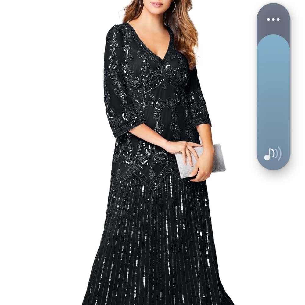 Navy Sequin Embellished Gown